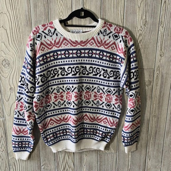 Vintage Sweaters - Vintage Rose Abstract Novelty Granny Sweater